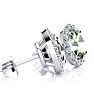 1 1/2 Carat Oval Shape Green Amethyst and Halo Diamond Stud Earrings In 14 Karat White Gold Image-2