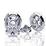 1 1/2 Carat Oval Shape Green Amethyst and Halo Diamond Stud Earrings In 14 Karat White Gold Image-3