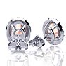 1-3/4 Carat Oval Shape Morganite Earrings and Diamond Halo In 14 Karat White Gold Image-3