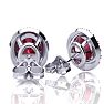 2 Carat Oval Shape Ruby and Halo Diamond Stud Earrings In 14 Karat White Gold Image-3