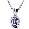 1/2 Carat Oval Shape Amethyst and Halo Diamond Necklace In 14 Karat White Gold With 18 Inch Chain Image-3