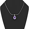 1/2 Carat Oval Shape Amethyst and Halo Diamond Necklace In 14 Karat White Gold With 18 Inch Chain Image-5