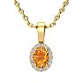 1/2 Carat Oval Shape Citrine and Halo Diamond Necklace In 14 Karat Yellow Gold With 18 Inch Chain Image-1