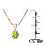 1/2 Carat Oval Shape Peridot and Halo Diamond Necklace In 14 Karat Rose Gold With 18 Inch Chain Image-4