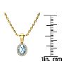 0.62 Carat Oval Shape Blue Topaz and Halo Diamond Necklace In 14 Karat Yellow Gold With 18 Inch Chain Image-4