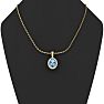 0.62 Carat Oval Shape Blue Topaz and Halo Diamond Necklace In 14 Karat Yellow Gold With 18 Inch Chain Image-5