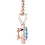 Aquamarine Necklace: Aquamarine Jewelry: 1/2 Carat Oval Shape Aquamarine and Halo Diamond Necklace In 14 Karat Rose Gold With 18 Inch Chain Image-2
