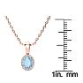 Aquamarine Necklace: Aquamarine Jewelry: 1/2 Carat Oval Shape Aquamarine and Halo Diamond Necklace In 14 Karat Rose Gold With 18 Inch Chain Image-4