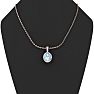 Aquamarine Necklace: Aquamarine Jewelry: 1/2 Carat Oval Shape Aquamarine and Halo Diamond Necklace In 14 Karat Rose Gold With 18 Inch Chain Image-5