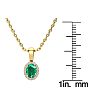 1/2 Carat Oval Shape Emerald Necklaces With Diamond Halo In 14 Karat Yellow Gold, 18 Inch Chain Image-4