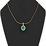 1/2 Carat Oval Shape Emerald Necklaces With Diamond Halo In 14 Karat Yellow Gold, 18 Inch Chain Image-5