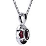 Garnet Necklace: Garnet Jewelry: 0.62 Carat Oval Shape Garnet and Halo Diamond Necklace In 14 Karat White Gold With 18 Inch Chain Image-3