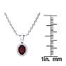 Garnet Necklace: Garnet Jewelry: 0.62 Carat Oval Shape Garnet and Halo Diamond Necklace In 14 Karat White Gold With 18 Inch Chain Image-4