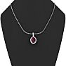 Garnet Necklace: Garnet Jewelry: 0.62 Carat Oval Shape Garnet and Halo Diamond Necklace In 14 Karat White Gold With 18 Inch Chain Image-5