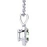 1/2 Carat Oval Shape Green Amethyst and Halo Diamond Necklace In 14 Karat White Gold With 18 Inch Chain Image-2