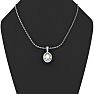 1/2 Carat Oval Shape Green Amethyst and Halo Diamond Necklace In 14 Karat White Gold With 18 Inch Chain Image-5