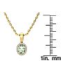 1/2 Carat Oval Shape Green Amethyst and Halo Diamond Necklace In 14 Karat Yellow Gold With 18 Inch Chain Image-4
