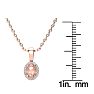 1/2 Carat Oval Shape Morganite Necklace with Diamond Halo In 14 Karat Rose Gold With 18 Inch Chain Image-4