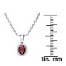 0.62 Carat Oval Shape Ruby and Halo Diamond Necklace In 14 Karat White Gold With 18 Inch Chain Image-4