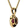 0.62 Carat Oval Shape Ruby and Halo Diamond Necklace In 14 Karat Yellow Gold With 18 Inch Chain Image-3