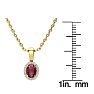 0.62 Carat Oval Shape Ruby and Halo Diamond Necklace In 14 Karat Yellow Gold With 18 Inch Chain Image-4