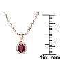 0.62 Carat Oval Shape Ruby and Halo Diamond Necklace In 14 Karat Rose Gold With 18 Inch Chain Image-4