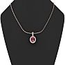 0.62 Carat Oval Shape Ruby and Halo Diamond Necklace In 14 Karat Rose Gold With 18 Inch Chain Image-5