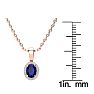 0.67 Carat Oval Shape Sapphire and Halo Diamond Necklace In 14 Karat Rose Gold With 18 Inch Chain Image-4