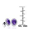2.40 Carat Oval Shape Amethyst and Halo Diamond Stud Earrings In 14 Karat White Gold Image-4