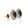 3 1/4 Carat Oval Shape Mystic Topaz and Halo Diamond Stud Earrings In 14 Karat Yellow Gold Image-2
