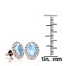 Aquamarine Earrings: Aquamarine Jewelry: 2 1/2 Carat Oval Shape Aquamarine and Halo Diamond Stud Earrings In 14 Karat Rose Gold Image-4