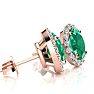 2 1/2 Carat Oval Shape Emerald and Halo Diamond Stud Earrings In 14 Karat Rose Gold Image-2