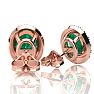 2 1/2 Carat Oval Shape Emerald and Halo Diamond Stud Earrings In 14 Karat Rose Gold Image-3