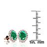 2 1/2 Carat Oval Shape Emerald and Halo Diamond Stud Earrings In 14 Karat Rose Gold Image-4