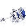 2.90 Carat Oval Shape Tanzanite and Halo Diamond Stud Earrings In 14 Karat White Gold Image-2