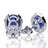 2.90 Carat Oval Shape Tanzanite and Halo Diamond Stud Earrings In 14 Karat White Gold Image-3
