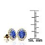 2.90 Carat Oval Shape Tanzanite and Halo Diamond Stud Earrings In 14 Karat Yellow Gold Image-4