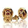 Garnet Earrings: Garnet Jewelry: 3 1/4 Carat Oval Shape Garnet and Halo Diamond Stud Earrings In 14 Karat Yellow Gold Image-3