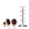 Garnet Earrings: Garnet Jewelry: 3 1/4 Carat Oval Shape Garnet and Halo Diamond Stud Earrings In 14 Karat Yellow Gold Image-4