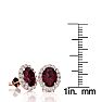 Garnet Earrings: Garnet Jewelry: 3 1/4 Carat Oval Shape Garnet and Halo Diamond Stud Earrings In 14 Karat Rose Gold Image-4