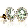 2.40 Carat Oval Shape Green Amethyst and Halo Diamond Stud Earrings In 14 Karat Yellow Gold Image-1