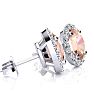 2-1/2 Carat Oval Shape Morganite Earrings and Diamond Halo In 14 Karat White Gold Image-2