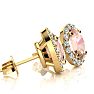 2-1/2 Carat Oval Shape Morganite Earrings and Diamond Halo In 14 Karat Yellow Gold Image-2