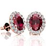 3.40 Carat Oval Shape Ruby and Halo Diamond Stud Earrings In 14 Karat Rose Gold Image-1