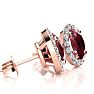3.40 Carat Oval Shape Ruby and Halo Diamond Stud Earrings In 14 Karat Rose Gold Image-2
