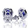 3 1/2 Carat Oval Shape Sapphire and Halo Diamond Stud Earrings In 14 Karat White Gold Image-3