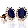 3 1/2 Carat Oval Shape Sapphire and Halo Diamond Stud Earrings In 14 Karat Rose Gold Image-1