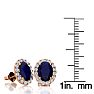 3 1/2 Carat Oval Shape Sapphire and Halo Diamond Stud Earrings In 14 Karat Rose Gold Image-4