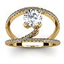 1.50 Carat Open Band Engagement Ring In 14K Yellow Gold Image-1