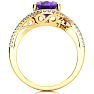 2 1/2 Carat Oval Shape Amethyst and Halo Diamond Ring In 14 Karat Yellow Gold Image-3